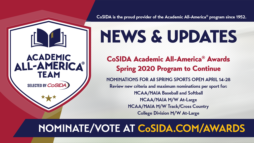 CoSIDA Academic All-America® Awards Spring 2020 Program To Continue